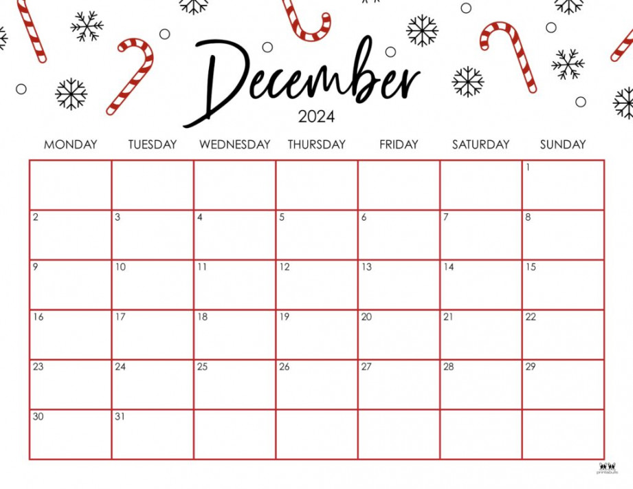 December  Calendars -  FREE Printables  Printabulls