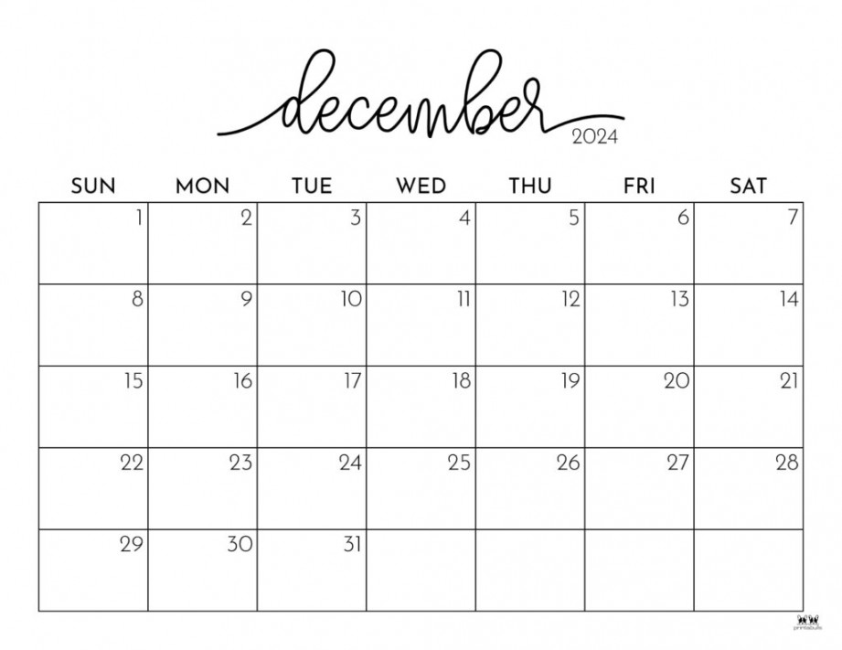 December  Calendars -  FREE Printables  Printabulls