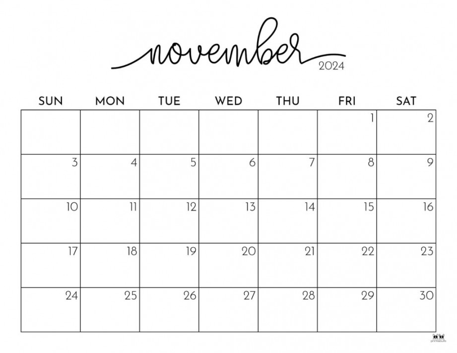 November  Calendars -  FREE Printables  Printabulls