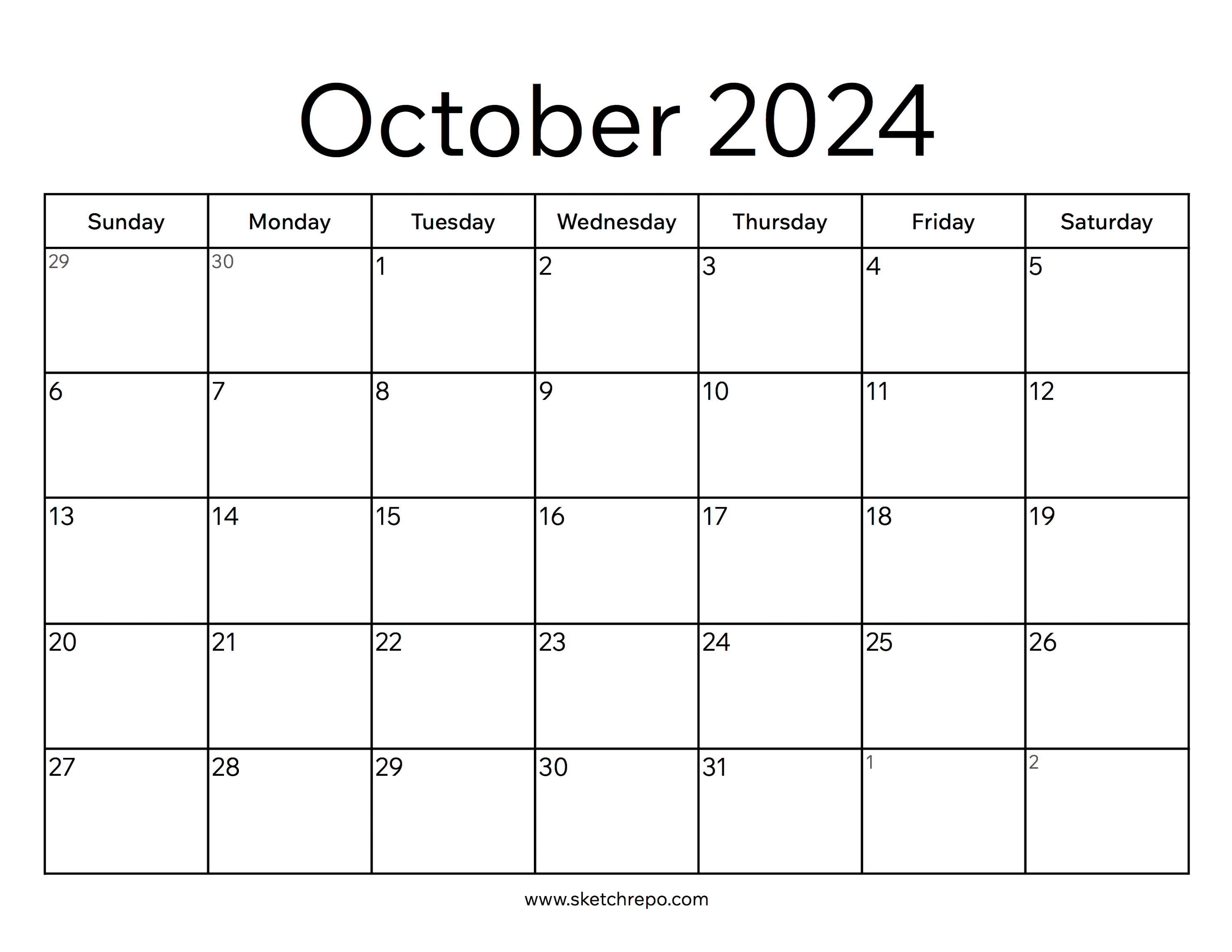 October  Calendar – Sketch Repo