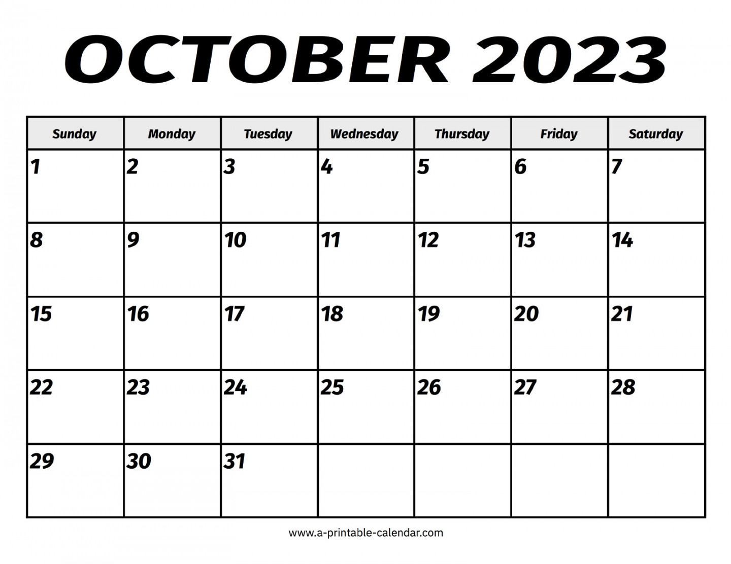 October  Calendars – Printable Calendar