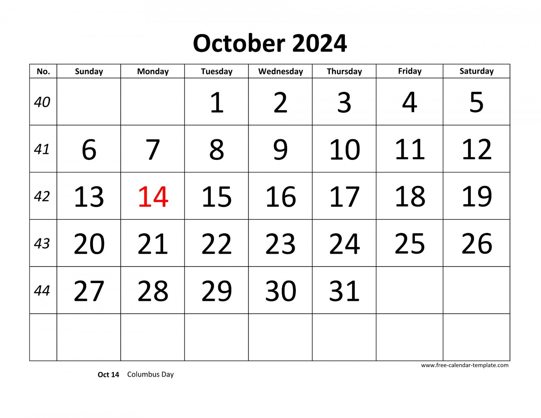 October  Free Calendar Tempplate  Free-calendar-template