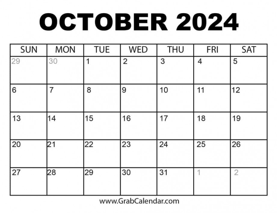 Printable October  Calendar