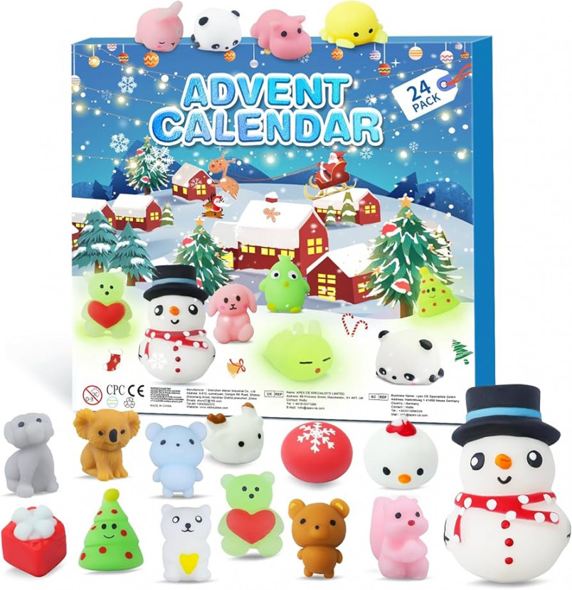 Mochi Advent Calendar,  Days of Christmas Countdown Calendar,  Pcs  Squishies Fidget Advent Calendar, Christmas Gift Ideas for Kids