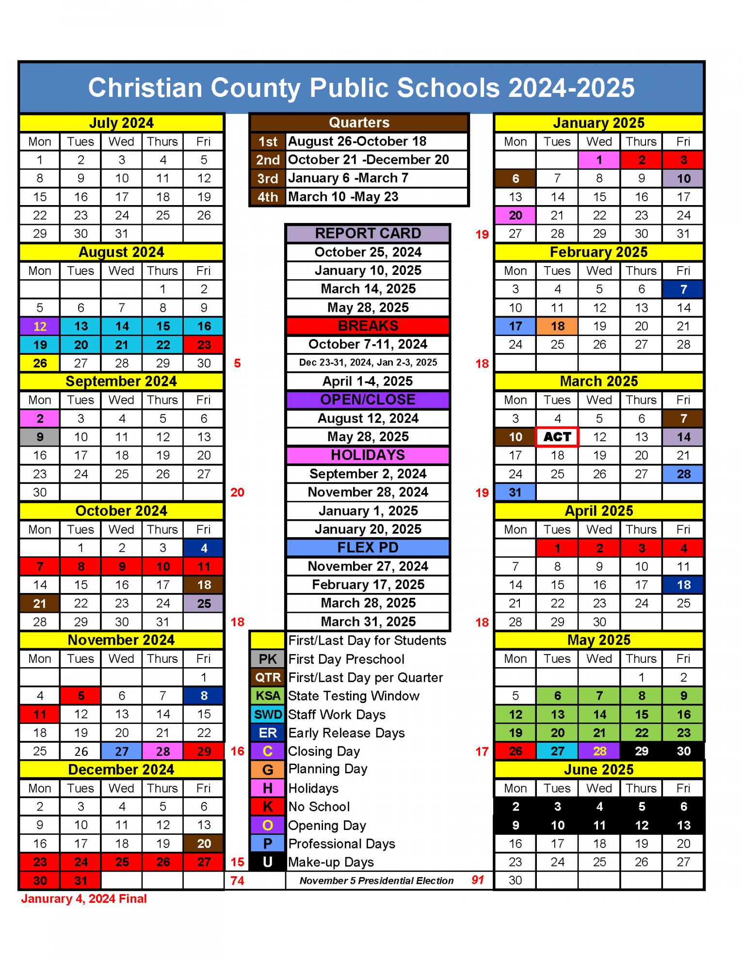 School Year Calendars - Christian County Schools