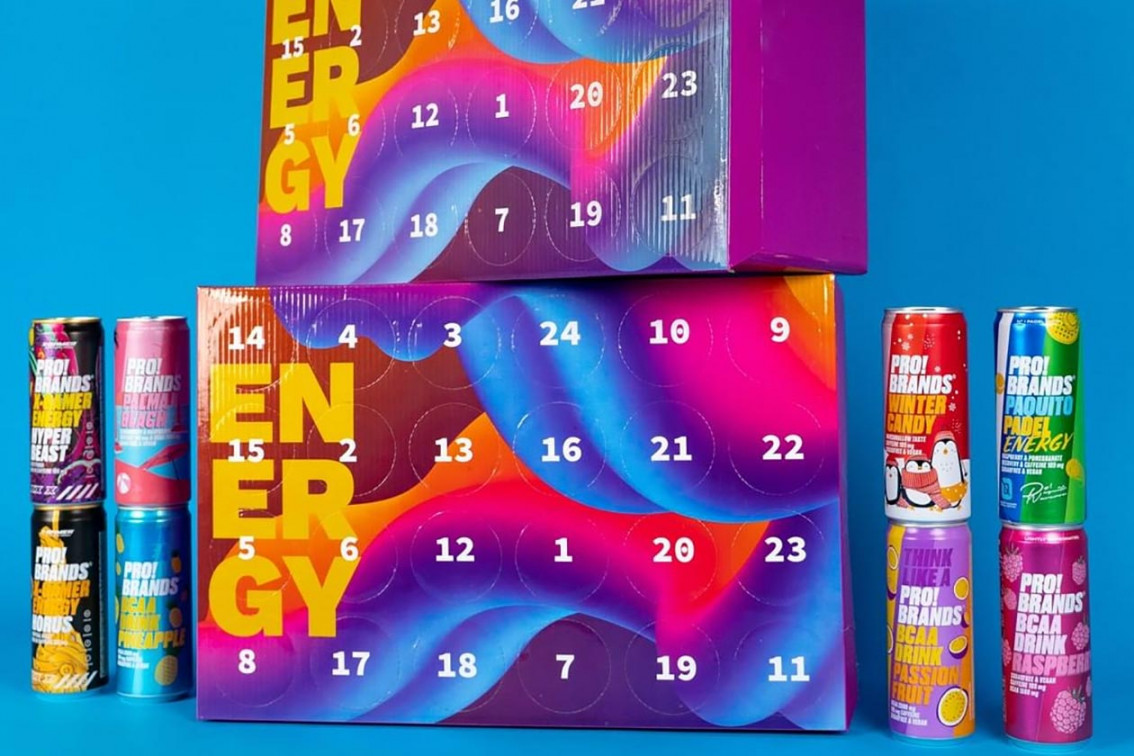 ProBrands puts  cans of its energy drink into a custom advent