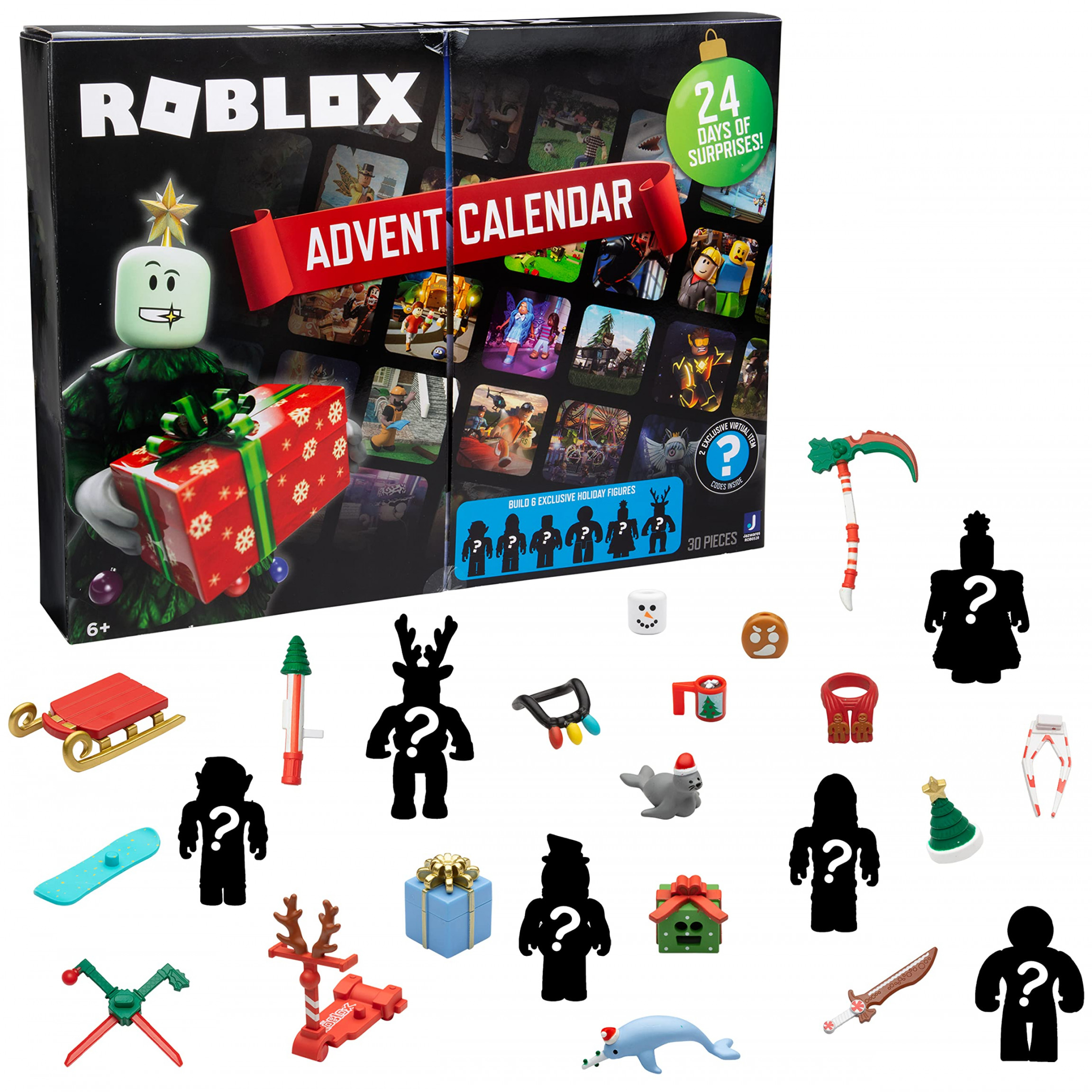 Roblox  Holiday Advent Calendar for Kids,  Day Gift Playset - Toy Set  Includes  Figures,  Accessories,  Redeemable Codes & More -  Pieces