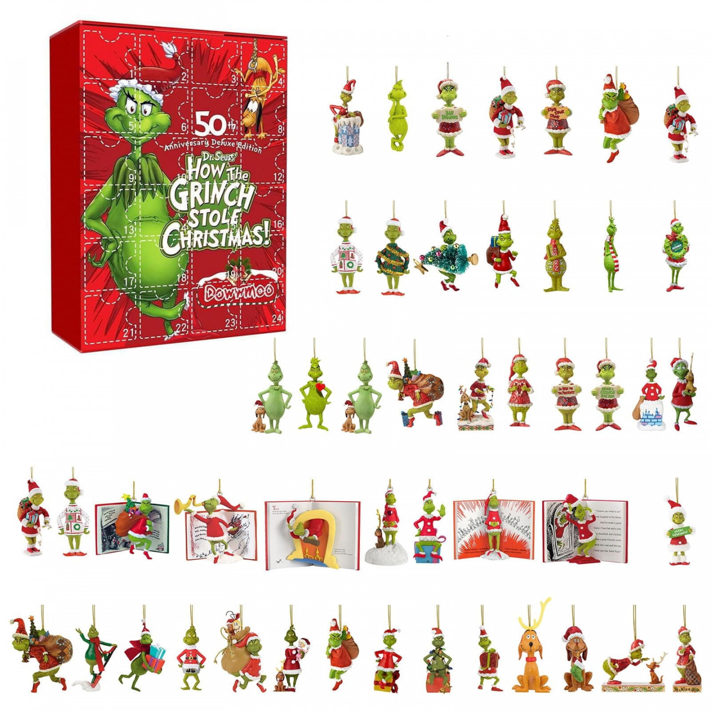 Grinch Advent Calendar  with Pcs Grinch Mini Figure Christmas Tree  Decorations, Grinch Christmas Ornaments Surprise Mystery Blind Box Perfect