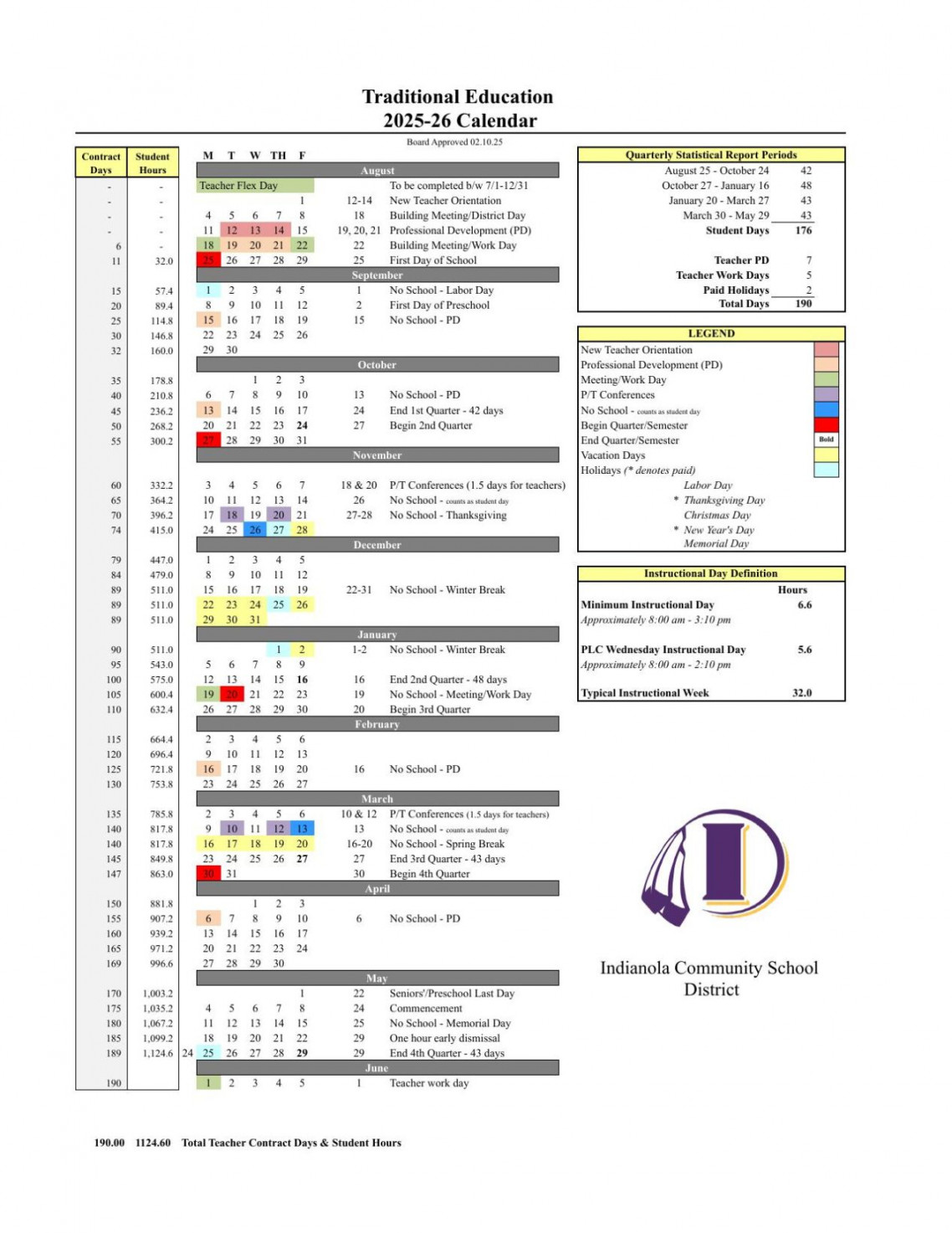 Indianola School Board approves - school calendars amid