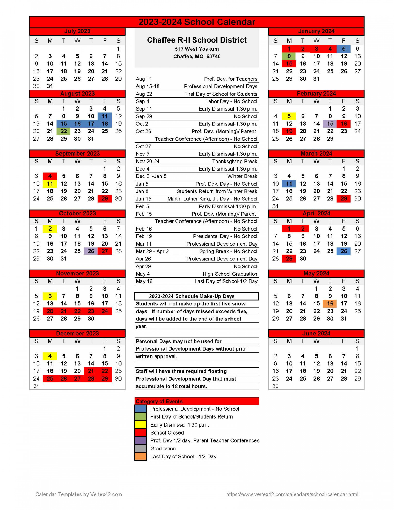 Academic School Calendar - - Chaffee R- School District