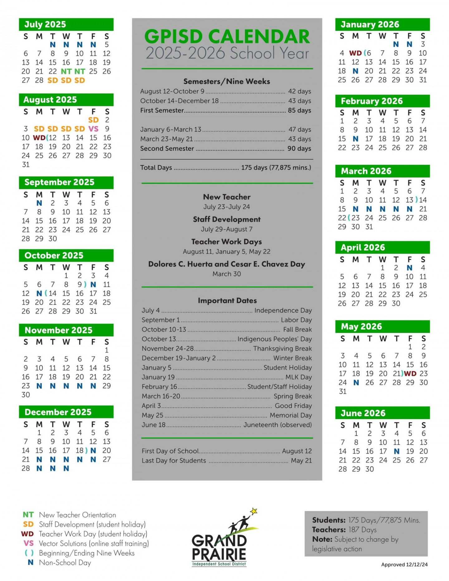 Grand Prairie GPISD School District Calendar - [PDF] - EduCounty