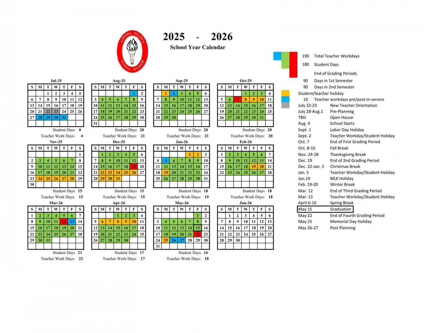 Screven County GA School Calendar - [PDF] - EduCounty